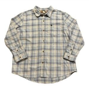 Pladra Flannel Long Sleeve Button Shirt Plaid Men's Size XXL Duck Flip Cuff